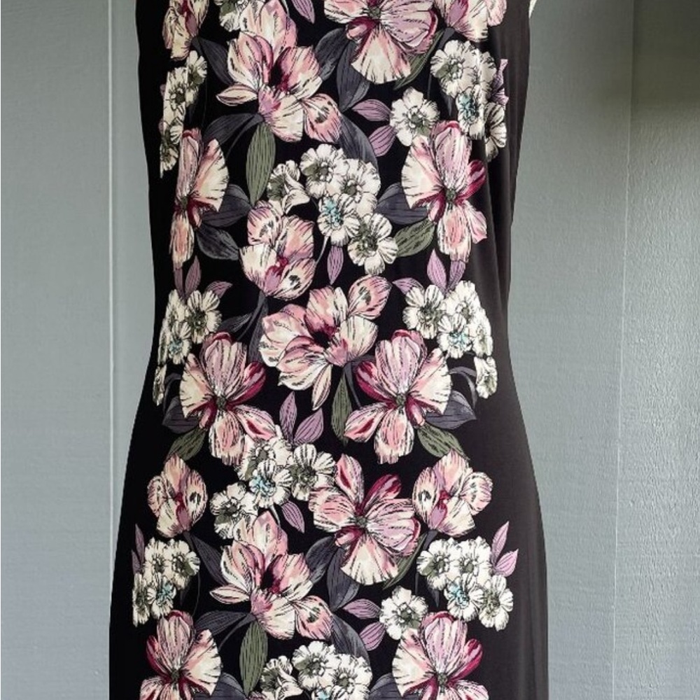 White House Black Market Black and mauve reversible Midi Dress size large - Picture 2 of 7